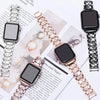 Smartwatches with decorative metal bands on a magazine background